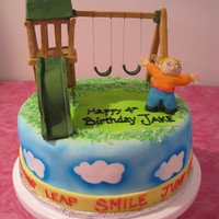 Swing Set Cake fondant cake, gumpaste figure and swing set