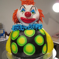 Sad Happy Clown torso 8in and 7 in sculpted and then covered in fondant. hand painted and airbushed design. Arms added in thick fondant and then hand...