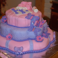 Butterfly Baby Shower Cake Cake and embellishments are all in Fondant. Baby shower theme was the butterfly & flower pattern to match the Babies R Us pattern for...