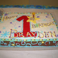 Boy's 1St Birthday! This was a wonderful baby boy's first birthday cake. The cake was made to match his invitations and party supplies. The smash cake was...