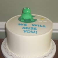 Frog Cake Vanilla cake with BC frosting and fondant accents.