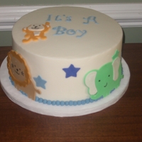 Safari Baby Shower Vanilla cake with BC and fondant and GP accents. The colors matched the invites.