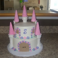 Princess Castle Double Fudge Chocolate and Vanilla Cakes with BC frosting and fondant accents. Not the greatest picture, but the only one I could take...