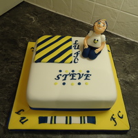 Number 1 Football Fan (Uk Footie) 8 inch fruit cake covered with marzipan and rolled fondant - daughter says'...Mum, can you mak me a quick cake...he's a Leeds...