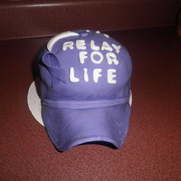5Th Cake I had to make a cake for a cake auction for the Relay for Life. This is only my 5th cake and my first try at making a hat cake. Fudge...