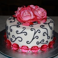 Pink And Black Single Tier Cake 
