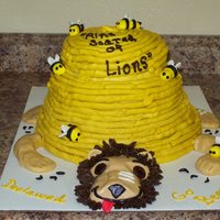 Beehive Crushing Lion Client wanted a Beehive crushing a lion for her daughters volleyball team. Covered in BC, MMF accents.