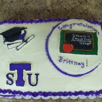 Teacher Graduation Cake White cake with CC Icing and BCT for the accents. TFL!