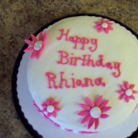 Pink Flowers Chocolate cake with buttercream icing and MMF accents.