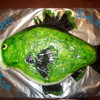Fish Cake Cake for a client's 70th birthday. I scultped it and hand painted it. This is a copy of KimLynnC on here. Her cake was much better....