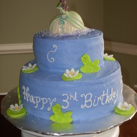 Princess And The Frog Everything is edible except the princess. I made the lily pad's and the frog's out of fondant..