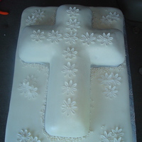 Cross Cake I had a woman order a cross cake but she wanted it for 60 people. AGHH! I used the Wilton cross pan and covered it in MMF. I also made a...