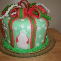 My 1St, Christmas Cake. vainilla and dulce de leche , cover with fondant, it ws my first cake for a meeting with the AVON staff, they love it, they don't even...