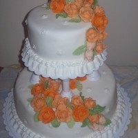 Our Wedding yellow cake with strawberry, cover with fondat. it was our 20th aniversary ,and i make this cake as a proyect from wilton class/