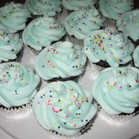 Light Blue Cupcakes With Sprinkles Light blue butter cream icing with sprinkles. Made for a birthday get-together