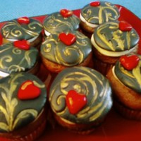 Black Gilded Cupcakes Made my hubby some cupcakes for Valentine's Day. Butternut squash spice cake with vanilla butter cream. Black fondant stamped with...