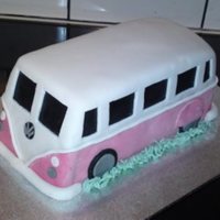Vw Campervan This cake is the 4th cake that I have made. It is vanilla sponge with butter icing and strawberry jam filling. It is covered in fondant....