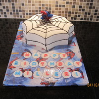 Spiderman I like how the cake turned out. I just need to work on those piping skills some more! Chocolate cake with buttercream and fondant....