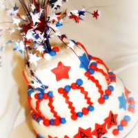 4Th Of July Birthday Cake 3 Tier, chocolate cake decorated with marshmallow fondant.