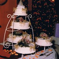 Wedding Cake 12-2-2000 This was the cake I made for my own wedding. Very simple, main section was basic french vanilla cake and satellites were chocolate, all...