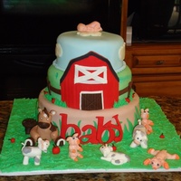 Barnyard Baby Sour Cream Pound cake and Devils Food chocolate covered in IndyDebi's BC and Satin Ice BC. I have to put my ribbon around the edge of...