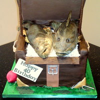 Cod In Fishing Box I was asked to make a birthday cake for a Fisherman & they wanted realistic looking fish. 2 Cod! This is what I made for them.