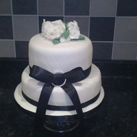 White Quilted Roses Cake 