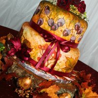 Autumn Wedding Cake, Hand-Painted On Fondant Hand painted autumn wedding cake