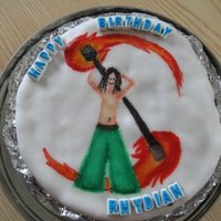 Rhydian's 21St Birthday Cake Created for my boyfriend who is a firestaffer. Apologies for the uneven shape, I was making this at uni before my tools from home arrived...