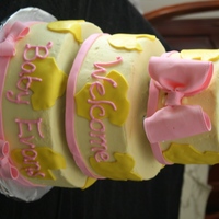 Baby Evans This is my second tiered cake and first experience with SPS. As you can tell, I made the cake layers too short and didn't cut the legs...