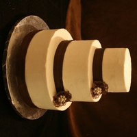 Simple Brown With A Second Life This was a practice wedding cake, 6 (chocolate w chocolate BC), 9 (strawberry w vanilla BC), and 12 (vanilla with chocolate chips and...