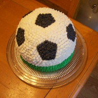 Soccer Ball Cake My son wanted a soccer ball cake. I used a metal bowl for the ball part, the bottom is simply an 8" round. I tried to make the bottom...