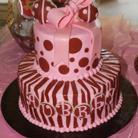 Brown & Pink Baby Rattle Cake 