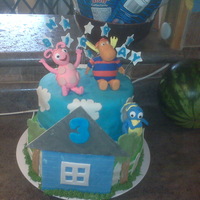 Backyardigans Cake Backyardigans cake. Gumpaste house, trees and figures. My first time make figures out of gumpaste...not too bad for my first time.