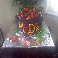 Bbq Grill Cake a BBQ shop opened and wanted a Cake for the grand opening and this is what i came up with. Covered in butter Cream and cereal Treats used...