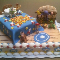 Toy Story Cake I made this for a friends 2yr old son birthday! The bed was cake covered in fondant. The toy chest was made with cereal treats and edible...