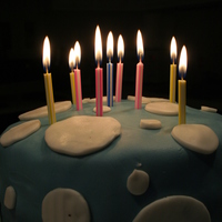 Fondant Dots Buttercream Fondant Cake.Yellow Cake With a Chocolate Chip Cookie Dough Filling!!