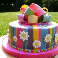 Funky Sweet Sixteen My 8th fondant cake.8" chocolate mud cake.So the birthday girl asked for a funky cake in bright colours (pink, blue and purple were...