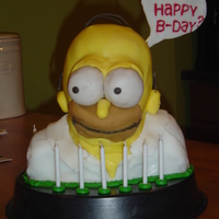 Homer Simpsons Cake one of my very first 3D cakes... and one of my first fondant attempts. you have to start somewhere. maybe someone can use this as...