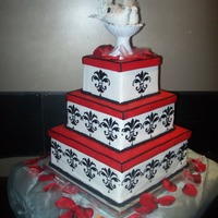 1St Wedding Cake Made this cake for my friend who got married today. My first wedding cake! I was so nervous but it turned out ok. Used 12, 9 & 6"...