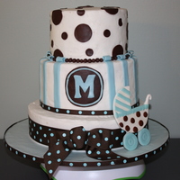 Ming Baby Cake 3 Tiered cake (2 yellow/1 chocolate) buttercream w/ mmf accents. TFL