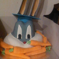 Bugs Bunny the cap got kind of stuck in the cake :P