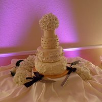 Ivory And Gold Wedding Cake This cake was lemon pound cake with raspberry mousse filling and lemon Italian meringue buttercream. The top round tier is cereal treats...