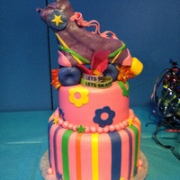 Lets Skate! This cake was for a party at the roller skating rink! Fondant covered cakes with cereal treat skate (still working on this skill!) TFL...