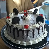 Chocolate Oreo Whipped Cream Dream! This was a birthday cake i made for my dad! It is chocolate cake with Oreo whipped cream and filling, Chocolate Ganache drizzle with...