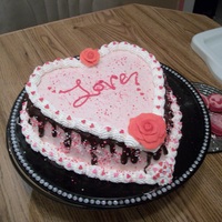 Made With Love! I made a heart shaped Strawberry cake with Strawberry whipped cream and chocolate ganache!! It really looked alot better in person! Frist...