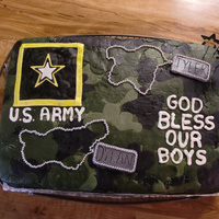 God Bless Our Boys Made this for a friend and his friend who just joined the army. All decorations MMF (with edible silver beads for dogchain.) Chocolate...