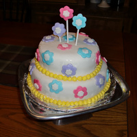 Marshmallow Fondant Flower Cake This was my first time using any kind of fondant ever! I liked the MMF it was easy to work with..I have a lot to learn but it was fun for...