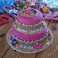 Hawaiian Birthday Here is a hawaiian birthday cake for a 6 year old little girl I made. Chocolate cake, chocolate frosting, pink MFF. I finally had the...