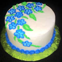 Blue Flowers Cake Buttercream icing with Blue Buttercream icing flowers